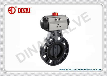 PVDF پلاستیکی شیر پروانه ای پنوماتیک محرک عملیات PN1.0Mpa JIS / DIN / ANSI